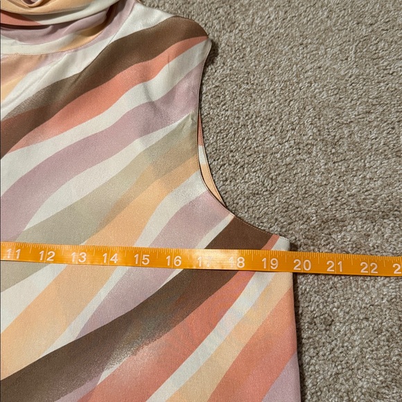 Vintage Austin Reed brown white orange Wave Sleeveless mock Turtle Top size 10 - Picture 8 of 12